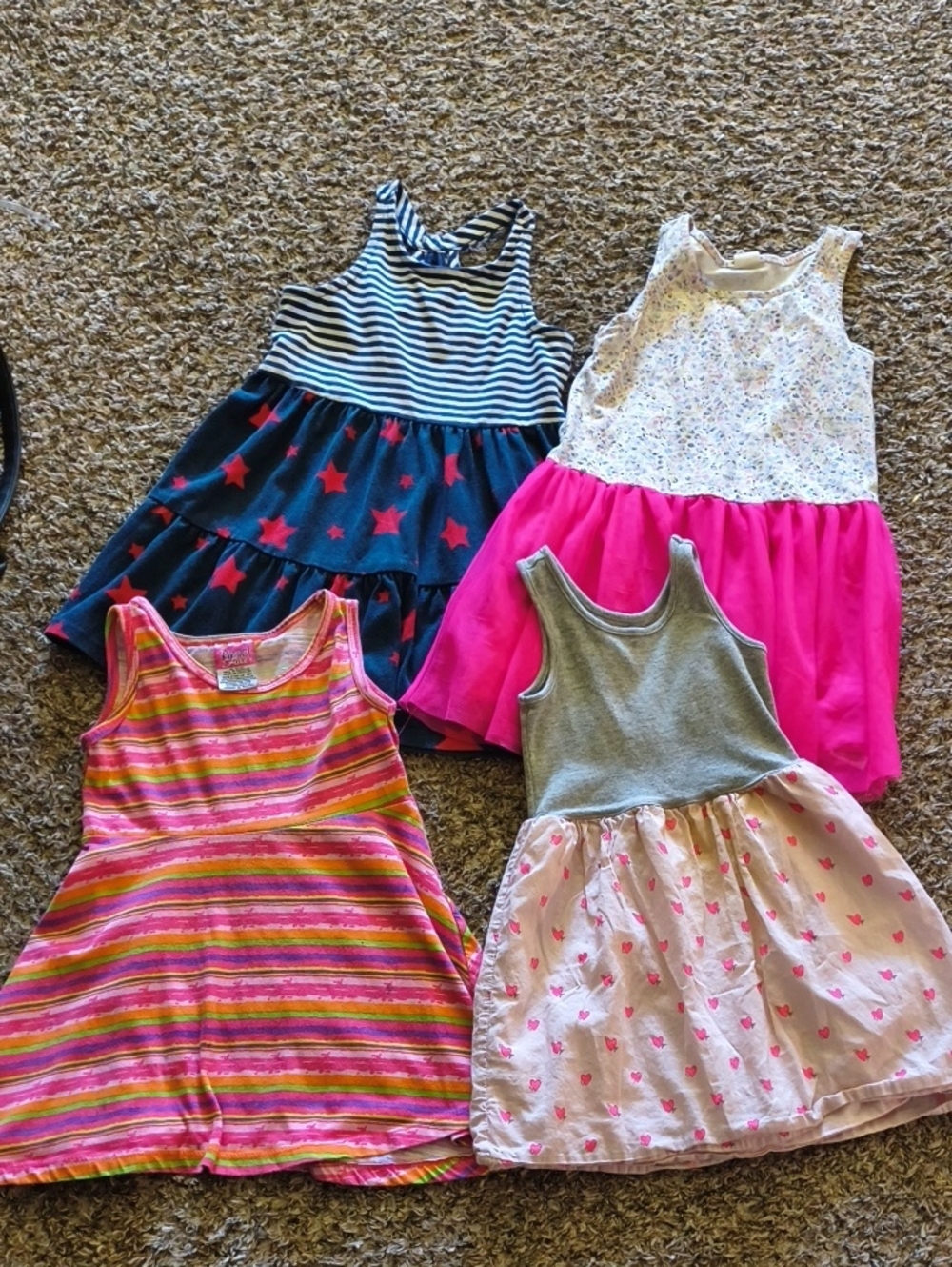 Girls Pink & Multicolor Tank Dress Bundle - Stylish Summer Dresses